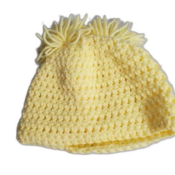 Girls Hand Crochet Crossbody Bag and Hat in Bright Yellow-Set- - Picture 3 of 5